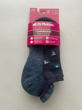 Dr. Motion Women's 2 Pack Cute Design Compression Ankle Socks assorted
